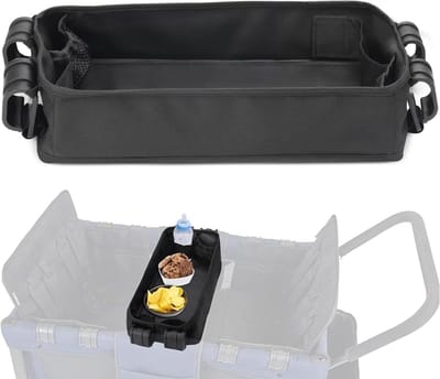 Kinderwagen Tafel - Dienblad Organizer - Onderweg Eten - Snelle Ontgrendeling - 29 x 24 cm - Zwart