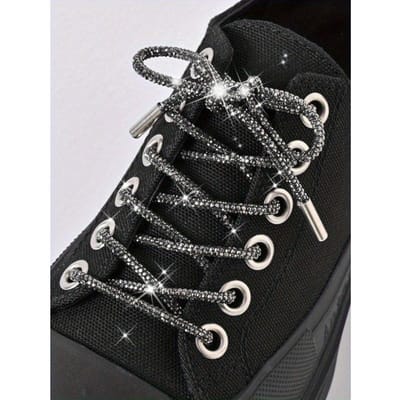 1 paar witte schoenveters met strassversiering, trendy doe-het-zelf veters voor sneakers en sportschoenen, perfect voor een zomerfeest. 1 pair gray