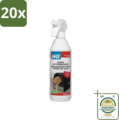 20 x HG Tegen Kattenbakgeur 500 ml - Grootverpakking - Kattenbakgeur Neutraliseren - Kattenbak Stank Weg - Geurloos Product - Kattenbak Reinigen - Kattenbak Fris Houden