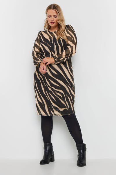 Yours Minijurk Van Mesh Met Zebraprint In Zwart/Beige Size 42
