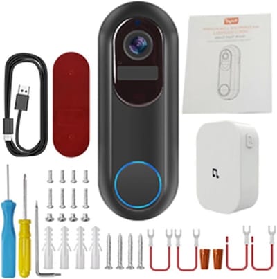 Slimme Video Deurbel - Digitale Intercom Camera - Beveiliging Thuis - 1080P FHD Nachtzicht - 182x150x80mm - Wit