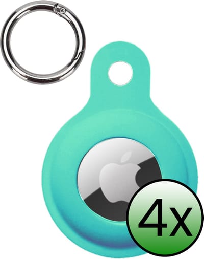 Hoesje Geschikt voor Apple AirTag 2 Hoesje Case Hoesje Geschikt voor Apple AirTag 2e generatie Sleutelhanger Siliconen Hoes - Turquoise - 4 Stuks