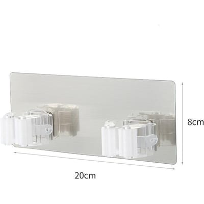 Keuken Badkamer Opslag Zelfklevend Multifunctioneel Haakrek Wandmontage Dweil Organizer Houder Bezemhanger Sterke Haken Huisgereedschap white