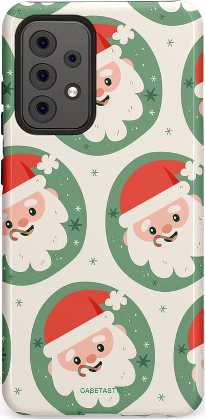 Casetastic hoesje geschikt voor Samsung Galaxy A52 (2021) 5G / Samsung Galaxy A52 (2021) 4G - Dubbellaagse bescherming - Zuurstok Groen Witte Kerstman - Fashion Case - Wit Saliegroen Crème Terracotta