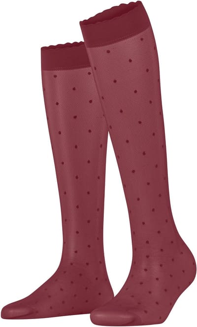 FALKE Dot gedessineerd materiaal transparant 15 DEN kniekousen dames rood - maat 35-38