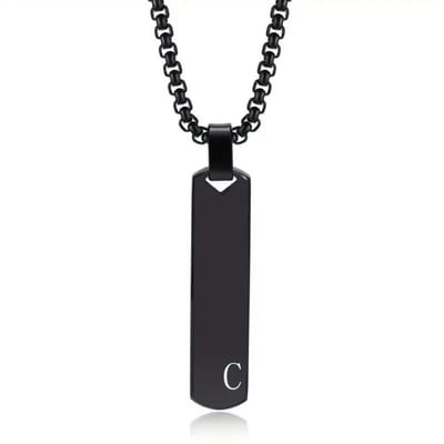 Livano Ketting - Heren - Staal - Nep zilver - Met Hanger - Zwart - C