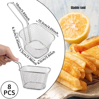 Zylo® Frituurmandje - Opvouwbare frituurmand - Ronde Frituurmand - Zilver - 10cm x 10cm x 10cm