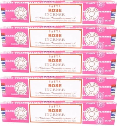 Satya Nag Champa wierook stokjes - Rose - 5x pakje van 12 stuks - 15 gram