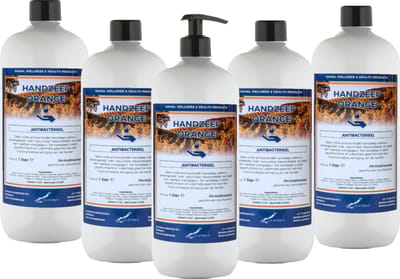 Handzeep Orange 1 liter - met gratis pomp - set van 5 stuks - Voordeelverpakking
