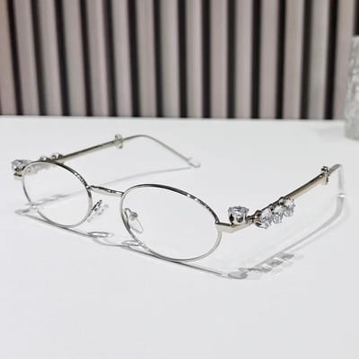 Nouvelles Lunettes de Soleil Elliptiques Élégantes pour Femmes, Incrustées de Diamants Métalliques, Rétro Neutres de Luxe, Protection Solaire UV400 As shown