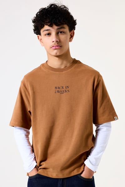 GARCIA Jongens Print T-shirt Bruin Korte mouw