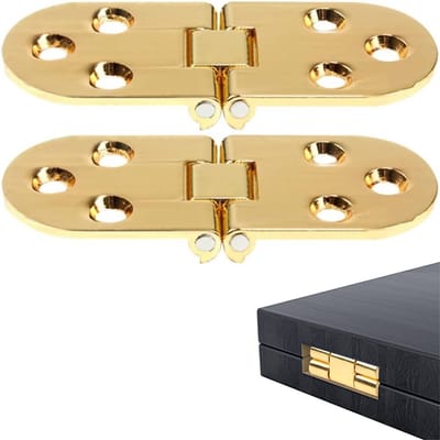 2 stuks - vouwscharnier - Vervangend klapscharnier - 180 graden verzonken scharnier - Verborgen scharnier - Sterk en duurzaam - Opent en sluit soepel - Goud - 29 x 78 mm - Geschikt voor naaimachines, klaptafels, kasten en dozen