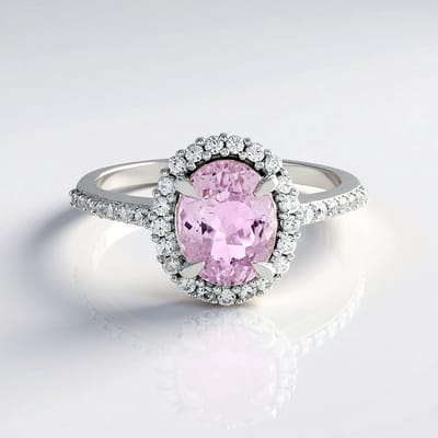 Cavill - 925 Sterling Zilver ring - 1,872 ct Ovale Kunziet & 0,495 ct Zirkonen - Lavendelkleur - Elegant Dames Sieraad