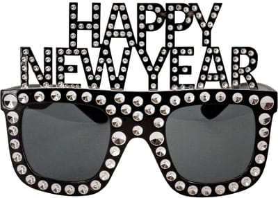 Happy New Year bril zilver