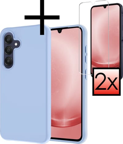 Hoesje - Met 2x Screenprotector - Geschikt voor Samsung Galaxy A26 - Sterk & Shockproof - Back Cover - Siliconen Case - Telefoon Hoes - Lichtblauw