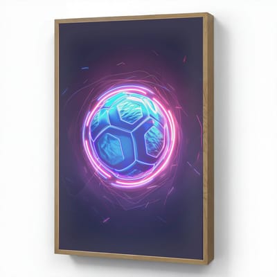 Wandlamp 60x90 cm - Oplaadbaar - Voetbal - Sport - Blauw - Paars - Wandlampen binnen woonkamer - Slaapkamer lamp - Decoratieve nachtlamp - Vloerlamp draadloos