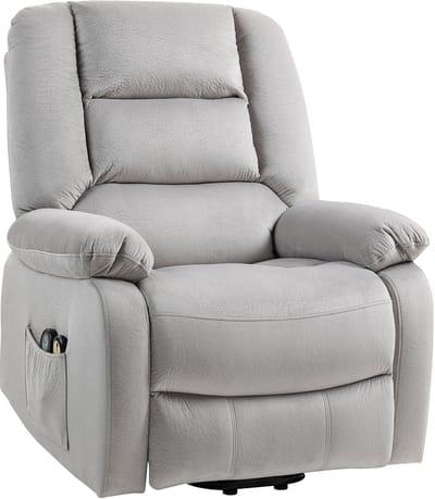 Massagestoel - Relaxfauteuil - Zetel - Sta op stoel elektrisch - Stof - 1 persoons - Met armleuning - Zeer comfortabel - Elektrisch - Lichtgrijs