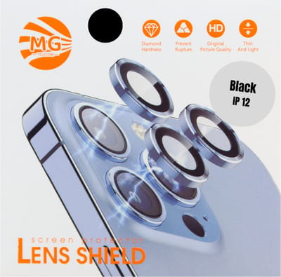 Geschikt Voor iPhone 12 Camera Lens Protector - Zwart - Eenvoudige Installatie - Camera Protector iPhone 12 - Roestvrij Staal - Gehard Glas - Screenprotector