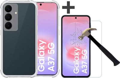 Hoesje met Screenprotector Geschikt voor Samsung Galaxy A37 Hoesje Siliconen Shockproof Case - Arara Backcover- Transparant