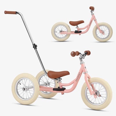 Køvapää Trike - 2 in 1 Loopfiets - 1.5 t/m 4 jaar - Met Naamsticker - 12 inch – Loopfiets - Roze