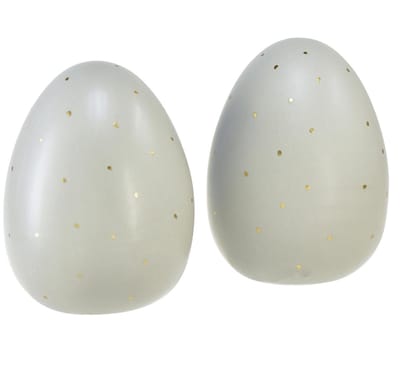 Paaseieren decoratie keramiek grijs gouden stippen Ø8cm H11cm 2st, 2 S