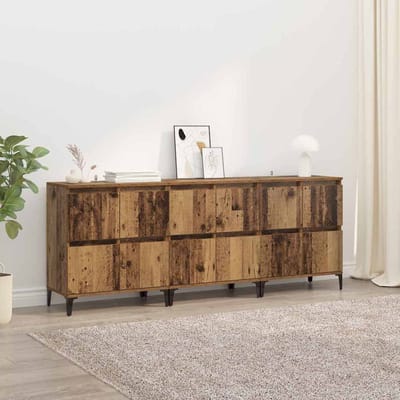 vidaXL - Dressoirs - 3 - st - Oud - Hout - 60 - x - 35 - x - 70 - cm - Bewerkt - hout