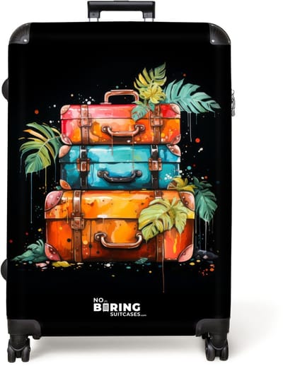 NoBoringSuitcases.com® - Koffer groot - Reiskoffer lichtgewicht - Stapel koffers als street art - Rolkoffer met 4 wielen - Grote trolley XL - 98 liter bagage