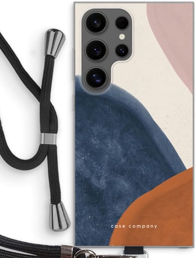 Case Company® - Hoesje met koord geschikt voor Samsung Galaxy S24 Ultra hoesje met Koord - Geo #1 - Telefoonhoesje met Zwart Koord - Bescherming aan alle Kanten en Over de Schermrand