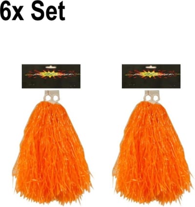 6x Cheerball ringgreep set Oranje - Themaparty - Themafeest sport festival fun party thema feest