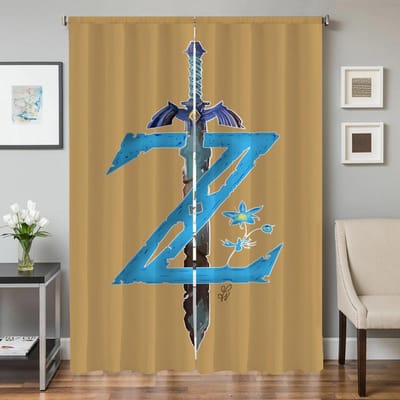 Rideaux de cuisine d'intérieur pour salon 2 pièces Rideaux occultants Rideau de porte Z-zelda-a Cloison Décoration de chambre W50xH70cmx2pcs-CL blue