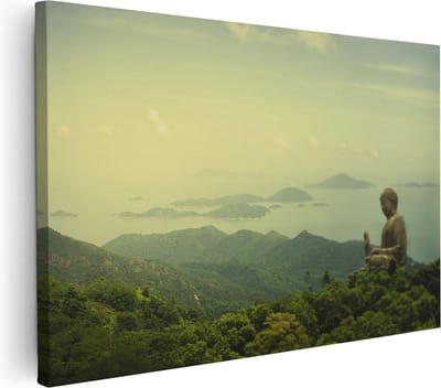 Artaza Canvas Schilderij Boeddha Landschap - 30x20 cm - Klein - Wanddecoratie Natuur - Muurdecoratie Woonkamer - Kamer Accessoires Spiritueel