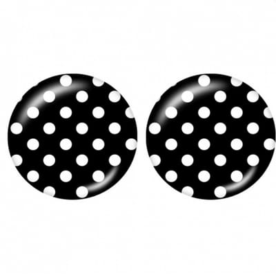Clip oorbellen- zwart -Witte stippen -2 cm- geen gaatje- Charme Bijoux