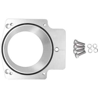 4in Inlaatspruitstuk Gasklephuis Adapter Aluminiumlegering Spacer Geschikt voor GM LS1 LS2 LS6 LSX zilver