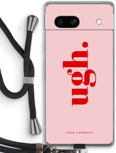 Case Company® - Hoesje met koord geschikt voor Google Pixel 7A hoesje met Koord - Ugh - Telefoonhoesje met Zwart Koord - Bescherming aan alle Kanten en Over de Schermrand