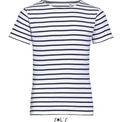 SOL'S Kids´ Round Neck Striped T-Shirt Miles L01400 - white/navy - 4 Jahre (96/104)