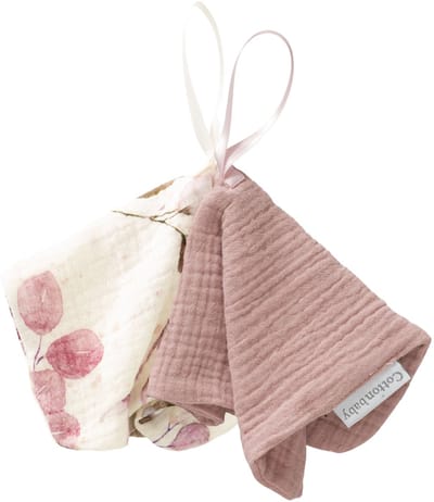 Cottonbaby Set van 2 Cottonsoft Speendoekjes – Blossom en uni oudroze – Zacht, Wasbaar & Duurzaam – Geschikt voor Speen – 20x20 cm