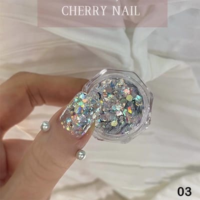 Paillettes Séquins Ongles 3D Laser Nail Art Flocons Confettis Colorés Autocollant Fournitures Manucure Décalcomanies Décoration DIY gray