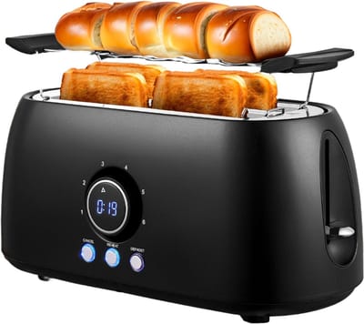 QIN® Toaster - Broodrooster - Broodroosters - Toaster Broodrooster - Zwart - 17cm x 38cm x 18cm
