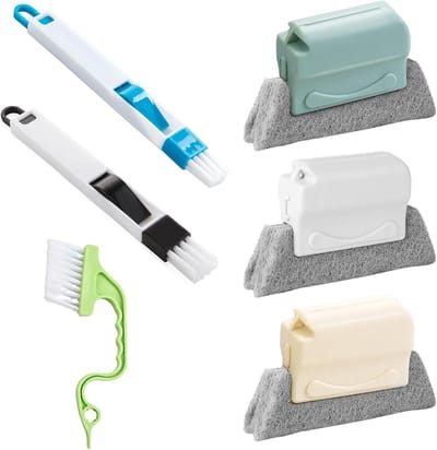 Set van 6 Raamluiken en Reinigingsborstels voor Ramen, Kieren en Deuren - Effectieve Schoonmaaktools voor Thuisgebruik