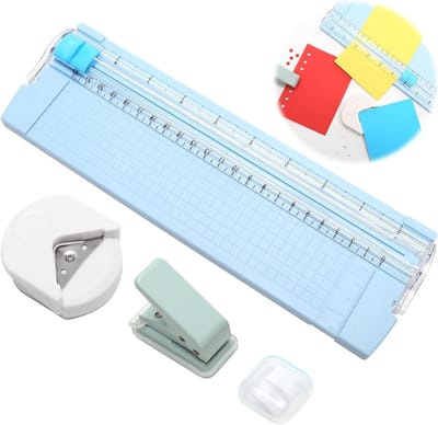 Set van 3 papier snijders voor knutselen, A4 kaart snijder, handmatig met reserve mes, perforator voor ronde hoeken en gaten, 3 mm voor papier, foto's en kaarten