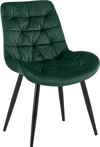 CLP Rossford Eetkamerstoel - klassiek - met rugleuning - velvet - fluweel - Fluweel/groen
