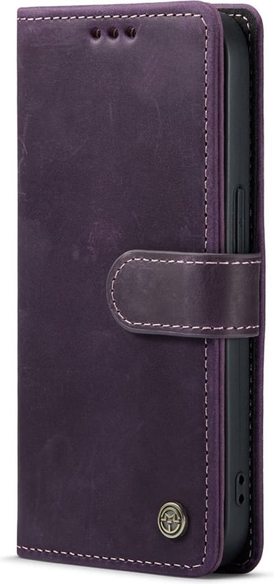 CaseMania Bookcase hoesje geschikt voor Apple iPhone 14 Pro Max - Effen Paars - Leer