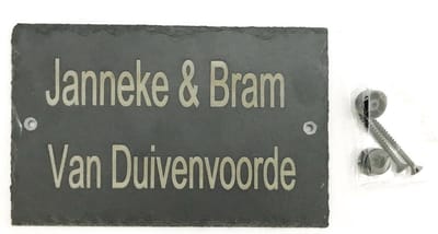 Naambordje leisteen gepersonaliseerd naambordje 18 x 11 (gelaserd)