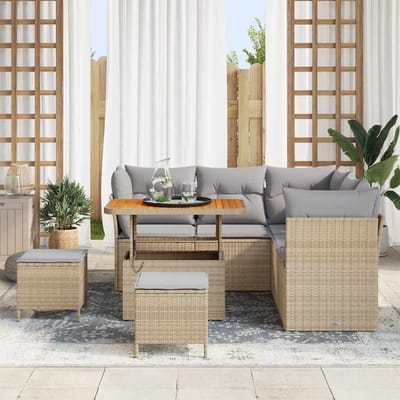vidaXL - Tuinbank - Set - 8 - st - 5-Aantal - zitplaatsen - Beige - en - Lichtgrijs