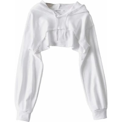Hoodie Dames Hoodie Persoonlijk Onregelmatig gewas Ultrakorte stijl Top met lange mouwen Dames M wit