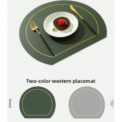 Tapis de table irrégulier western en PVC couleur unie isolation thermique tapis de table double couche tapis de table à manger tapis pour assiette vert