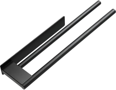 GELLDG Handdoekrek met dubbele laag - Geen boren nodig - Handdoekrek van roestvrij staal - Zelfklevend - Handdoekrek met dubbele arm voor gasten - Wandmontage - Geschikt voor badkamers en keukens - Zwart