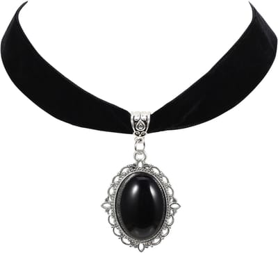Trachtketting voor dames, zwart gothic choker halsketting met diamanten, verstelbaar gothic halsreif, vintage fluweel halsband met hanger, juwelen voor meisjes, bruid, vampier, Halloween