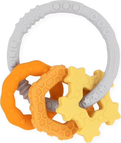 Bumkins - Silicone Teething Charms | Siliconen Baby Bijtring met Hangers - 100% Food-Safe, Premium LFGB Grade Silicone - Oranje
