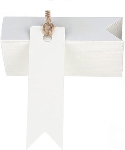 Labels - set van 100 labels rond wit 4x4 cm. - stevig karton - prijslabels - cadeaulabels - met voorgestanst gaatje